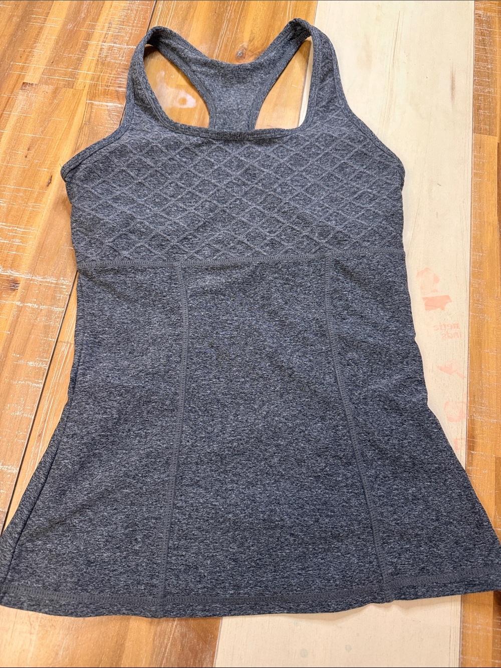 Women's Dark Gray Racerback Tank Top - Textured Front Panel